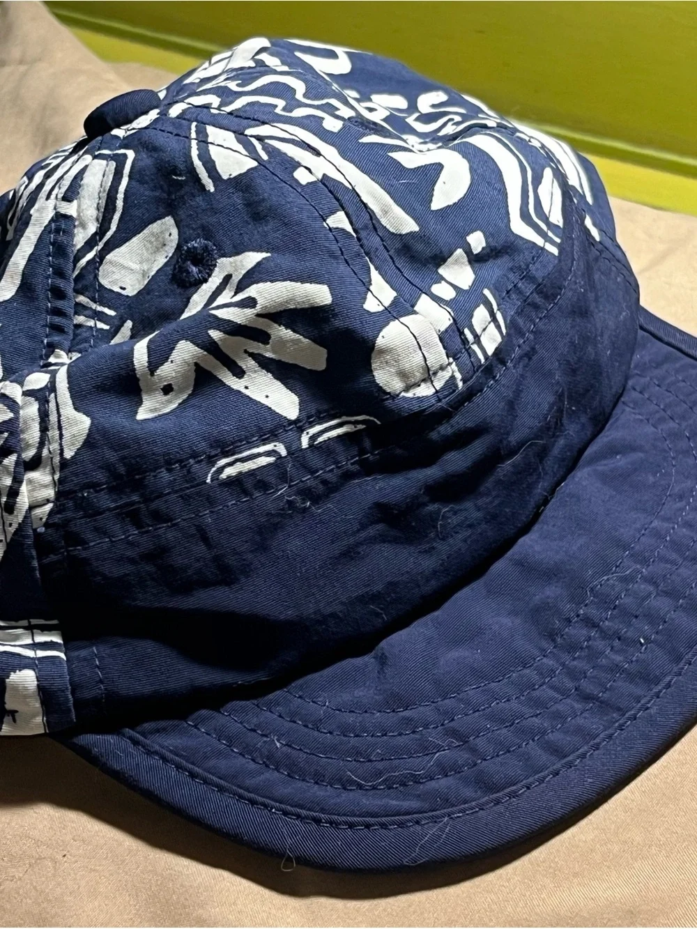 Patagonia Baby Cycling Cap Infant Toddler 24M Navy Blue Print Recycled Nylon